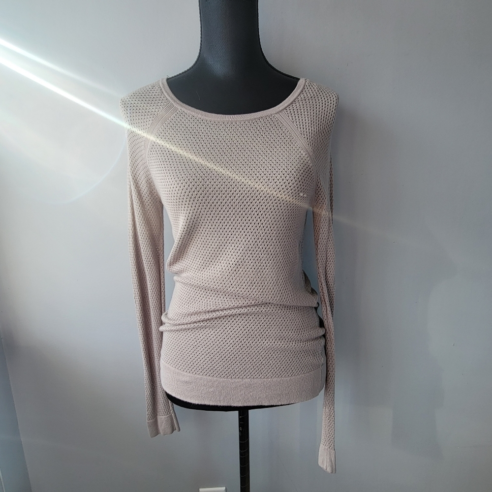 Kismet Taupe Mesh Knit Long-sleeve Top size S